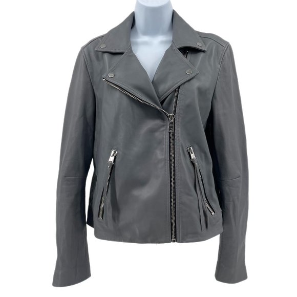 All Saints Gray Motorcycle Leather JacketExcellent Condition
